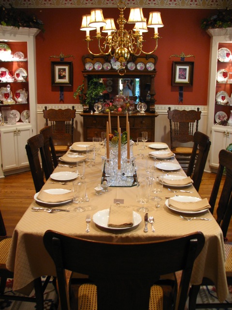 Grandma's Dining Table Setting Classic Style In Red