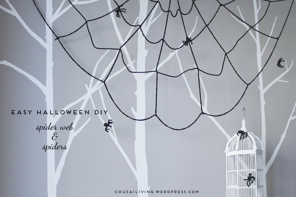 Easy spider web & spider DIY-001