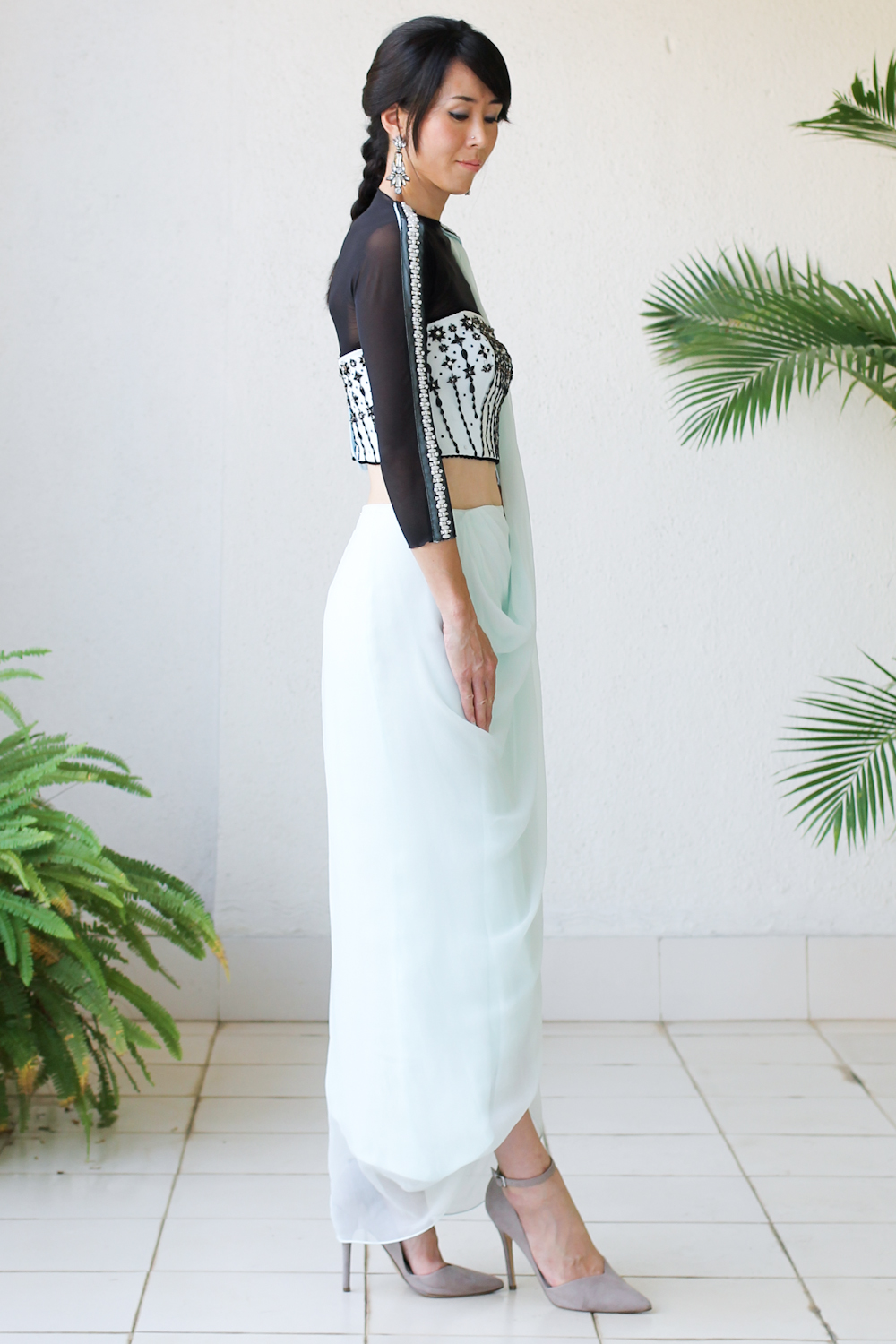 Mint green outlet and black dress